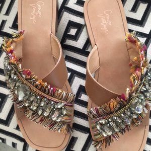 Crown Vintage Leather Jeweled Sandals